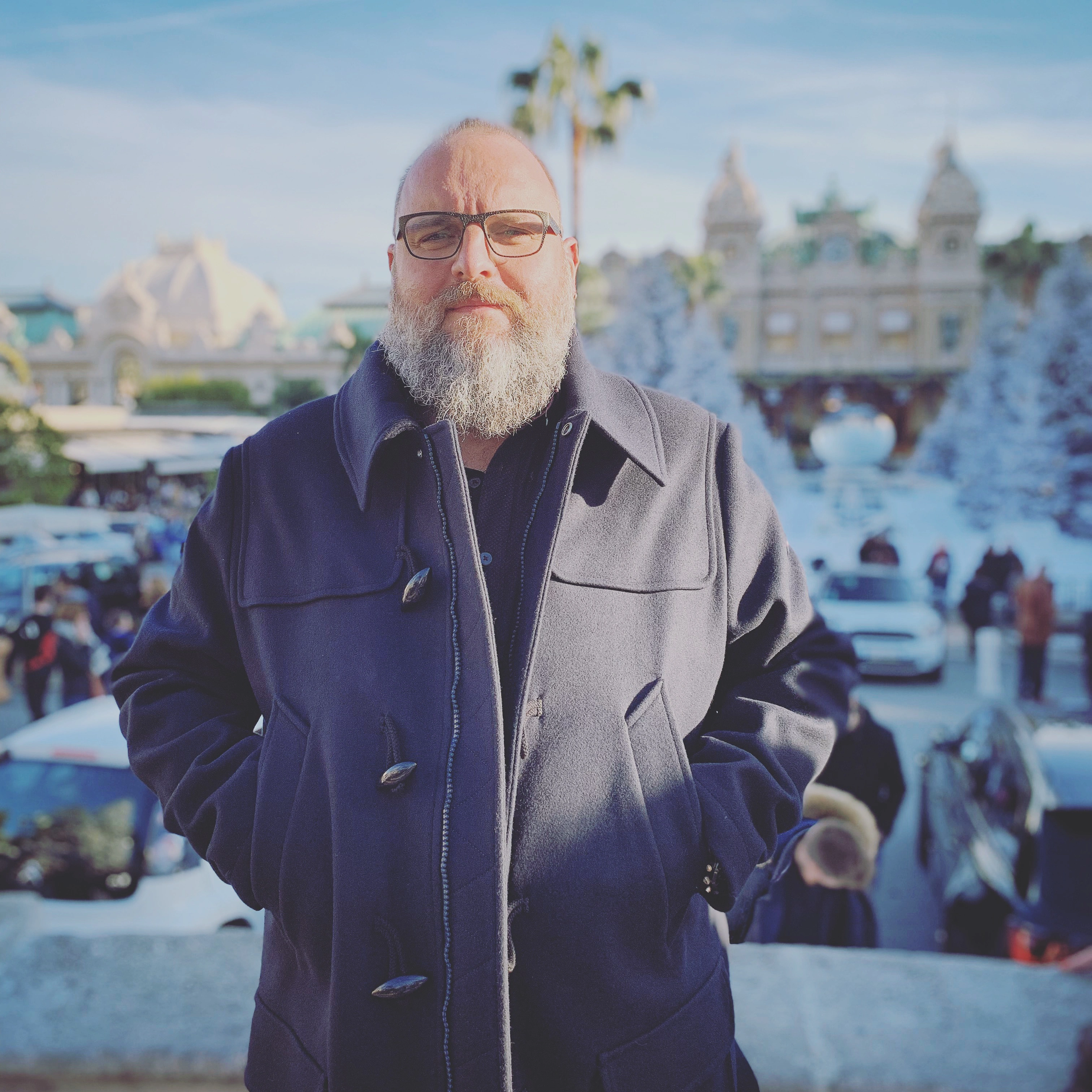 Satisfied customer standing outdoors