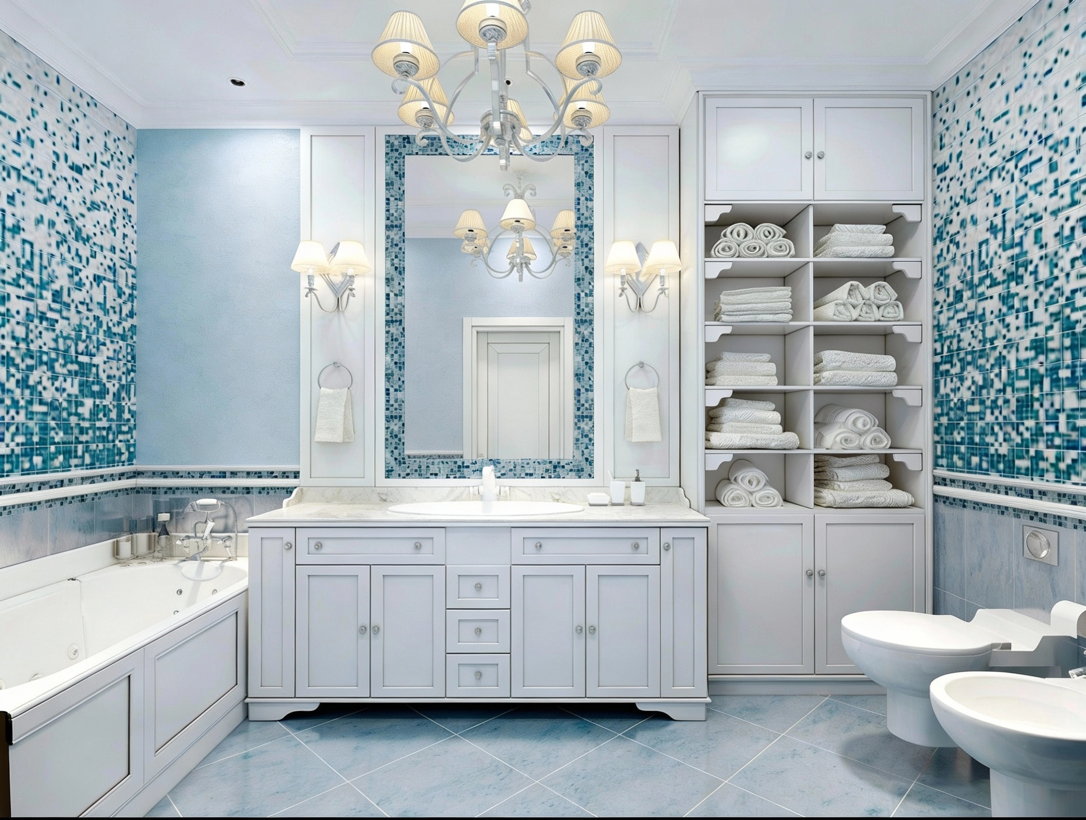 Luxury bathroom vanity cabinets with built in storage by Dallas Cabinets KB