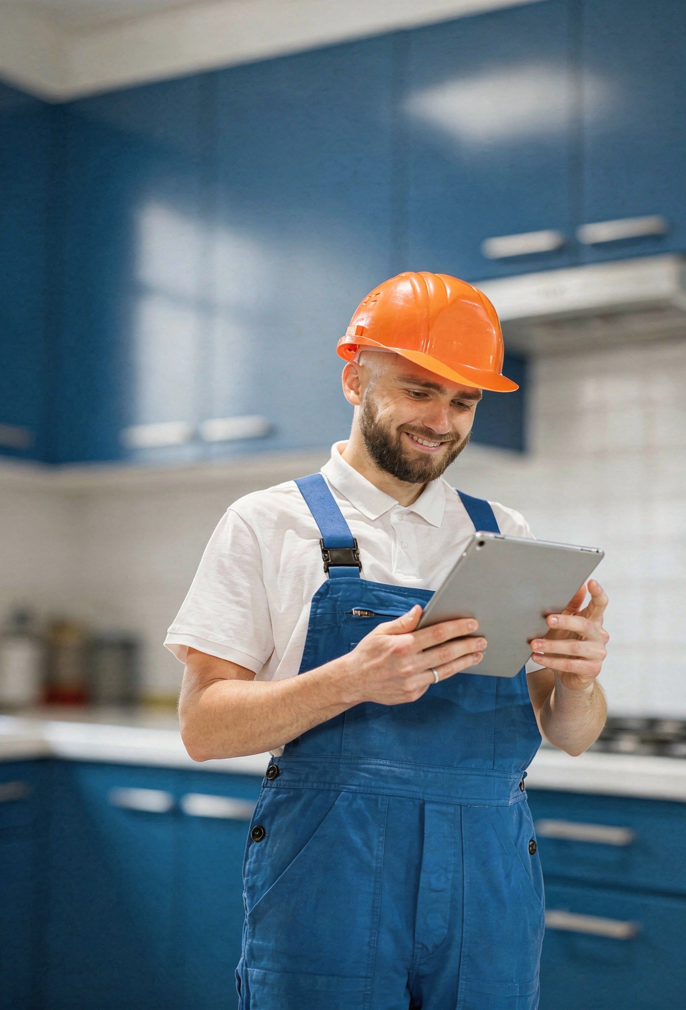 Dallas Cabinets KB cabinet specialist reviewing project details for kitchen and bathroom cabinets