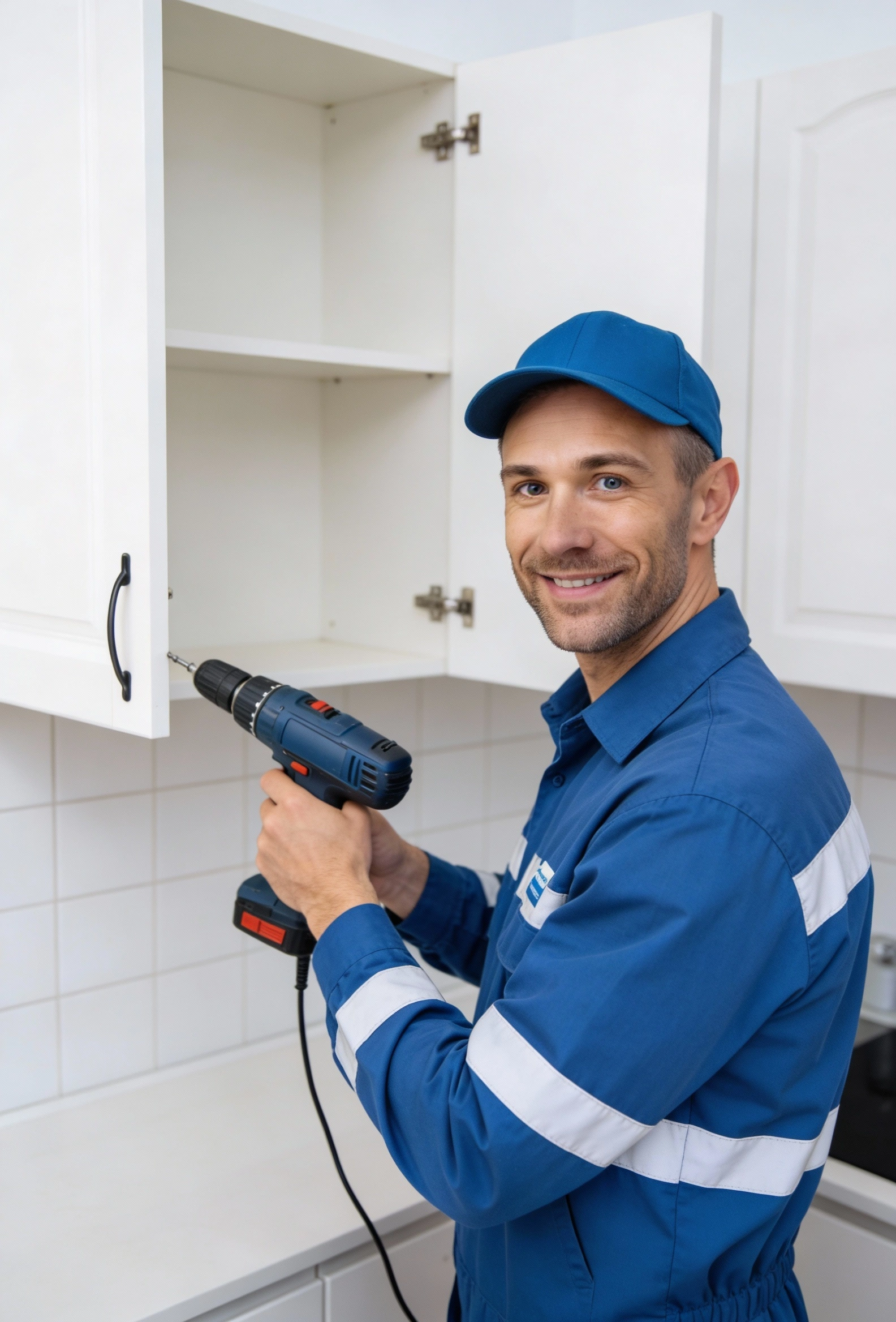 Bathroom sink cabinet installation by Dallas Cabinets KB professional