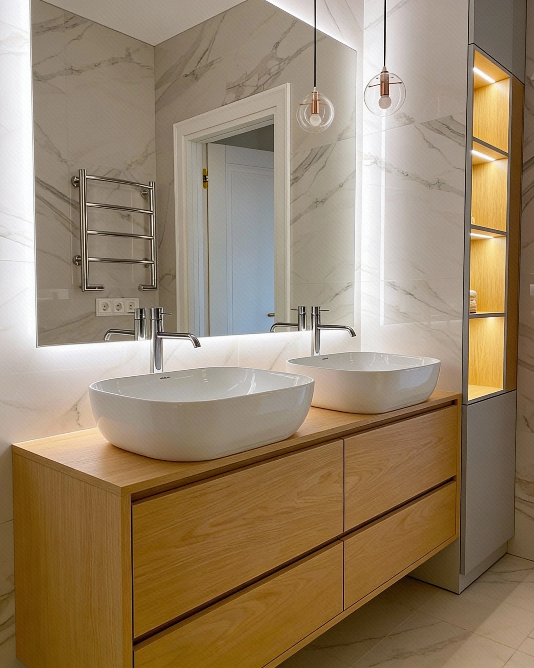 Luxury bathroom vanity cabinets installed by Dallas Cabinets KB