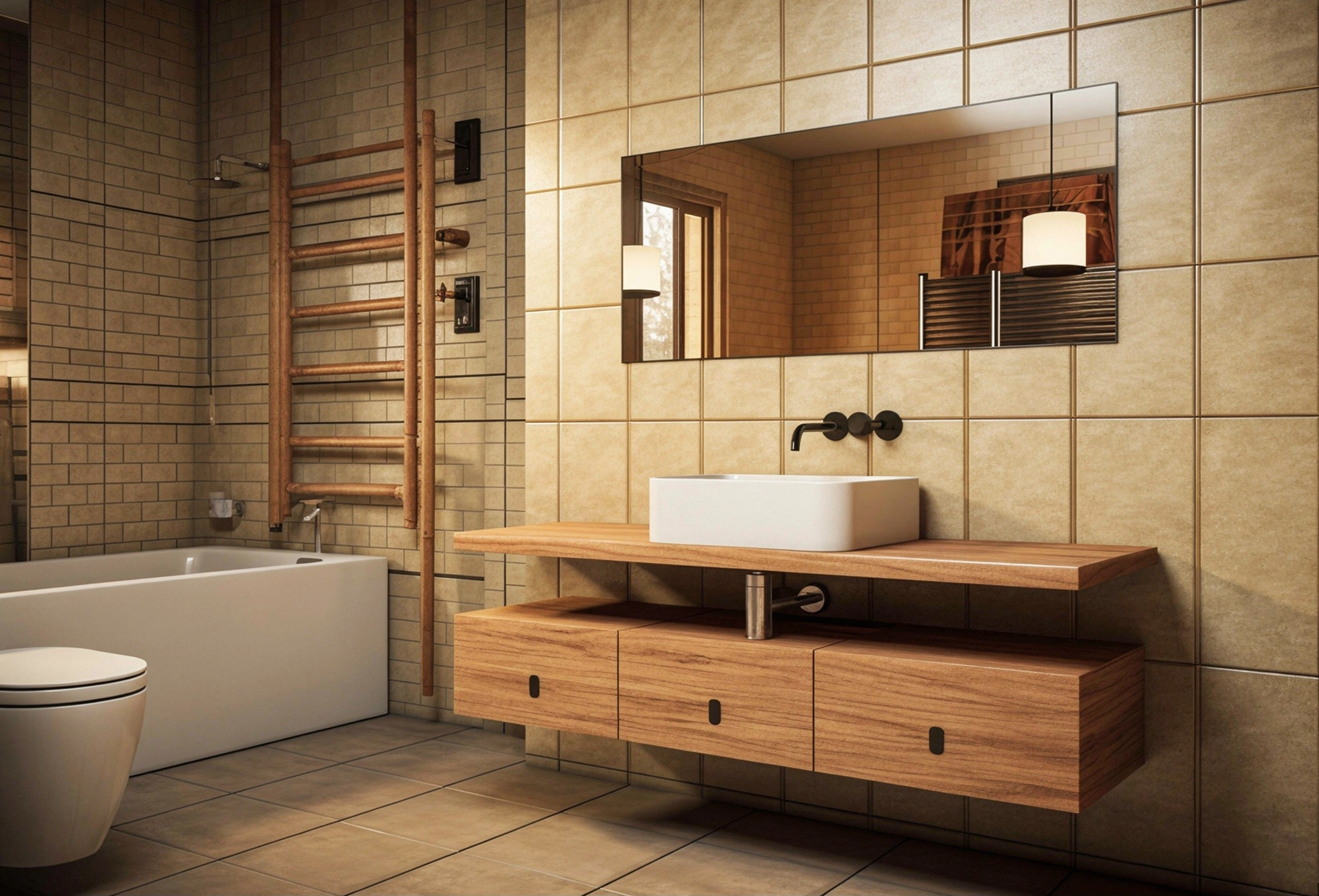 Modern bathroom vanity cabinet with sink installed by Dallas Cabinets KB