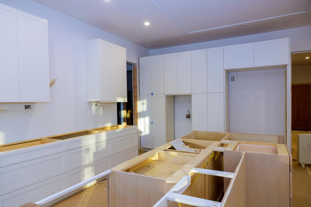 Custom built cabinetry project in progress with made to measure kitchen cabinets in Dallas TX