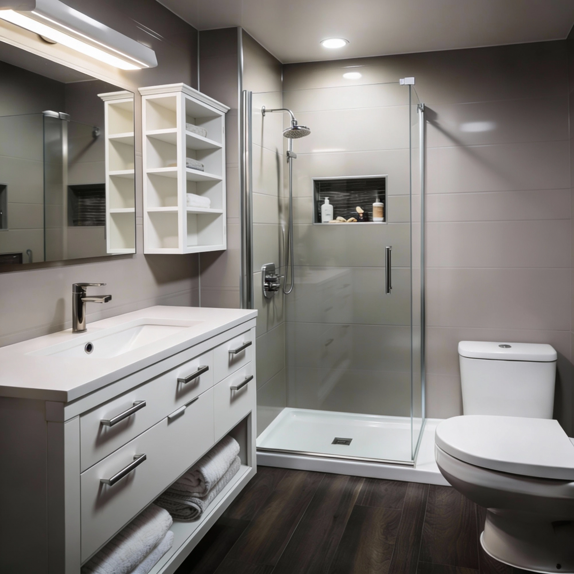 Contemporary bathroom wall cabinet design by Dallas Cabinets KB